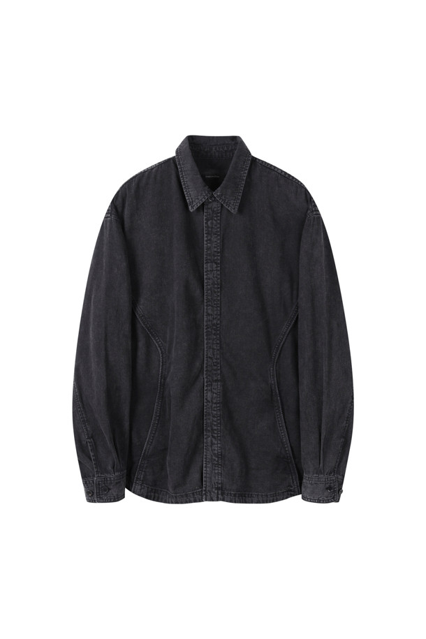 CUSTOMELLOW - 긴팔셔츠 - Black Piping Line Denim Shirt