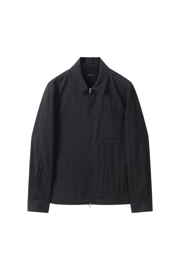 CUSTOMELLOW - 긴팔셔츠 - Black Solid Zip-Up Shirt