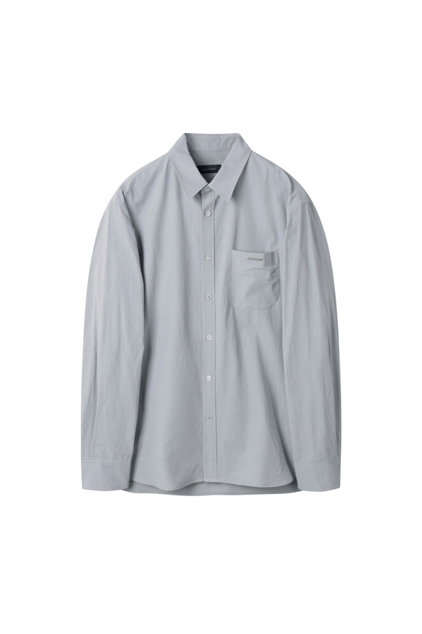 CUSTOMELLOW - 긴팔셔츠 - Grey Regular Solid Color Shirt