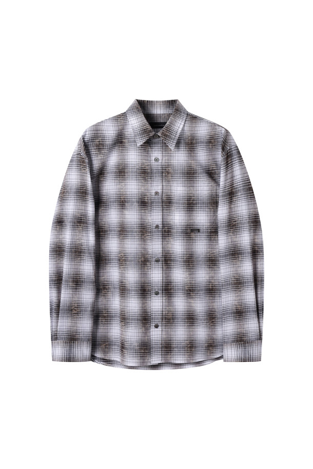 CUSTOMELLOW - 긴팔셔츠 - Brown Vintage Dyed Check Shirt