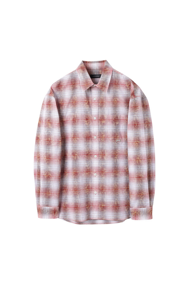 CUSTOMELLOW - 긴팔셔츠 - Red Vintage Dyed Check Shirt