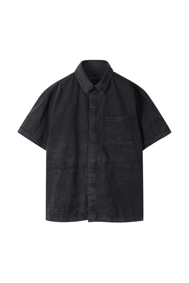 CUSTOMELLOW - 반팔셔츠 - Black Denim Half Shirt