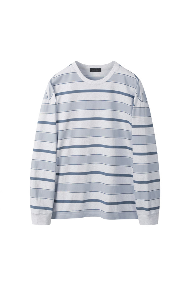 CUSTOMELLOW - 긴팔티셔츠 - Gray Stripe Long Sleeve T-shirt