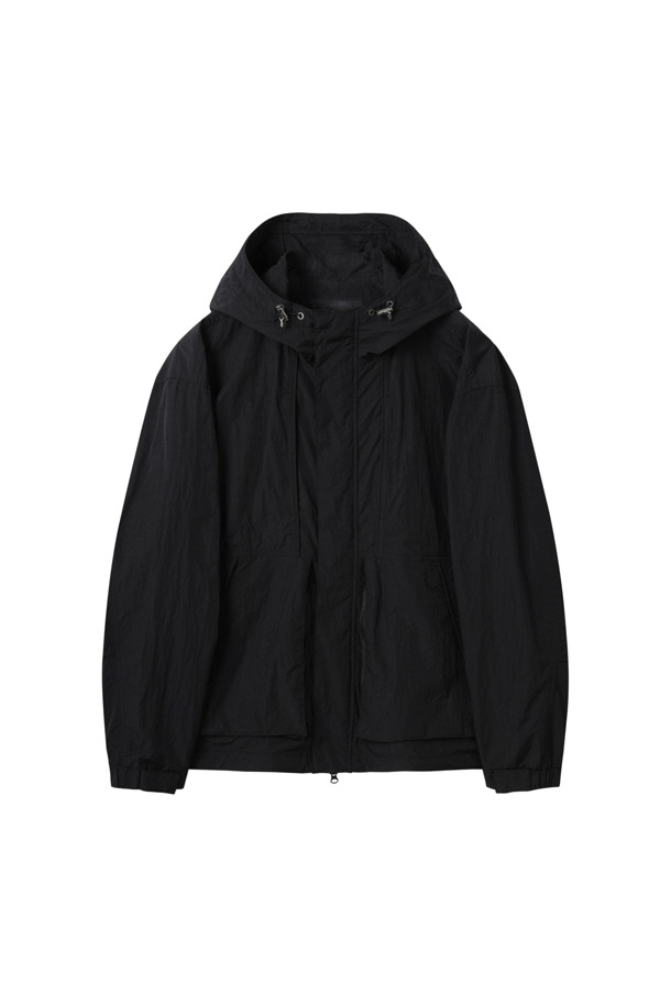 CUSTOMELLOW - 아노락/바람막이 - Black Nylon Hood Windbreaker Jacket