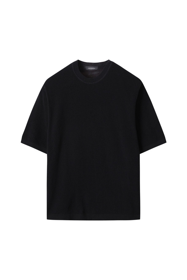 CUSTOMELLOW - 스웨터 - Black Soft Half Round Neck Sweater