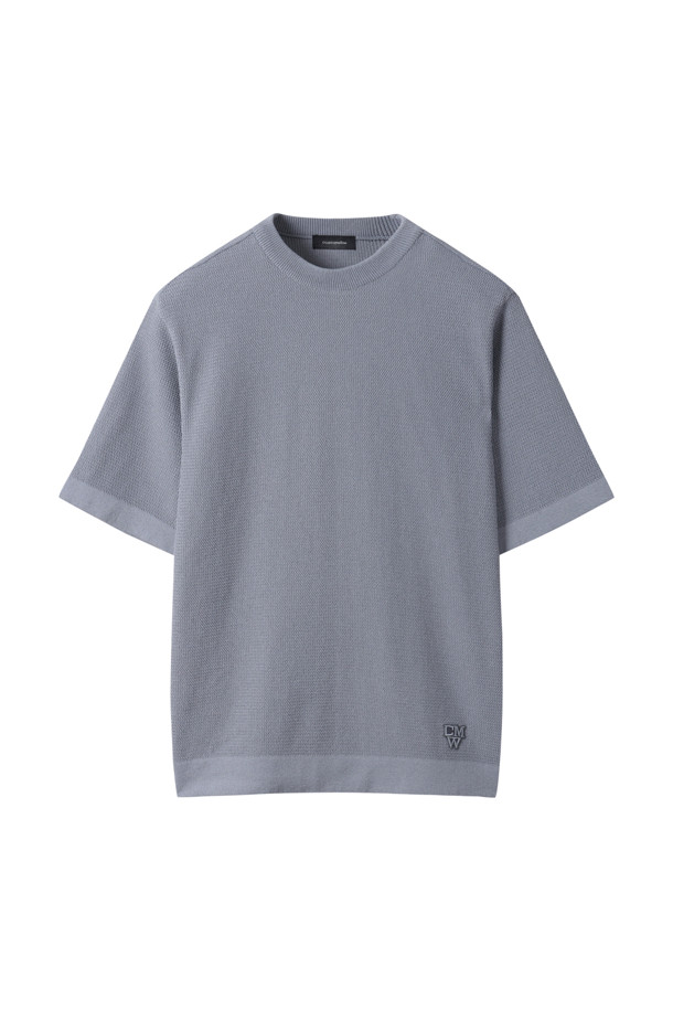 CUSTOMELLOW - 스웨터 - Grey Texture Half Round Neck Sweater