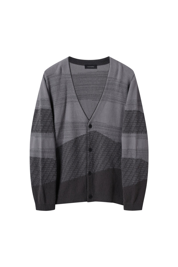 CUSTOMELLOW - 가디건 - Grey Gradation Patterend Cardigan