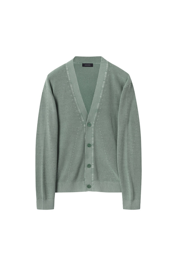 CUSTOMELLOW - 가디건 - Green Garment Dyed Cardigan