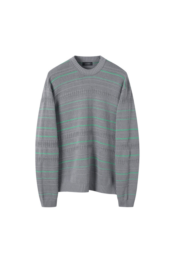 CUSTOMELLOW - 스웨터 - Grey Pin Stripes Sweater