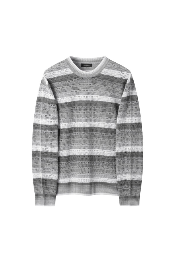 CUSTOMELLOW - 스웨터 - Grey Gradation Netting Sweater