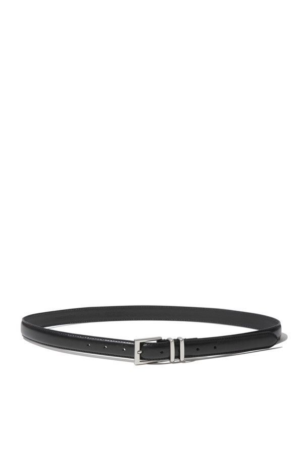 CUSTOMELLOW - 벨트 - Black Leather Narrow Belt