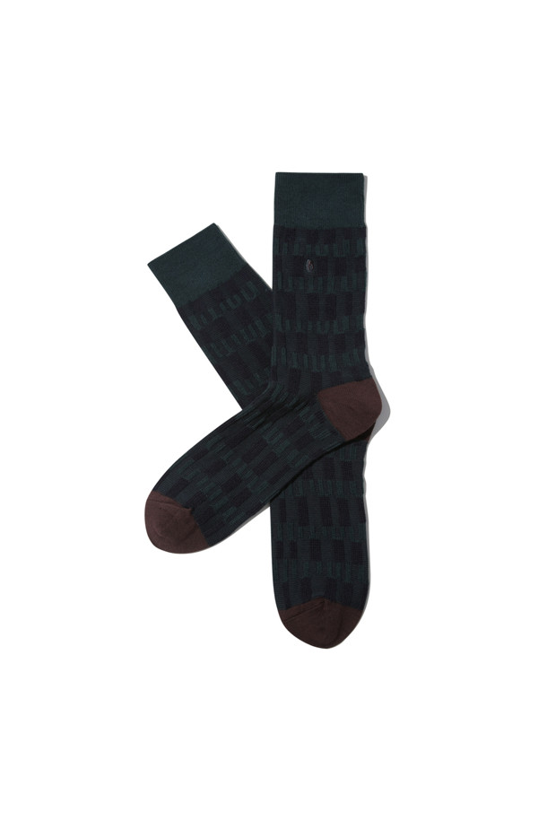 CUSTOMELLOW - 양말 - Green Pattern Embroidery Socks