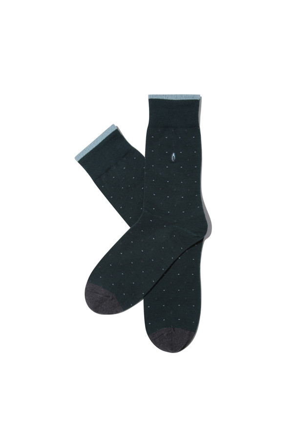 CUSTOMELLOW - 양말 - Green Dot Embroidery Socks