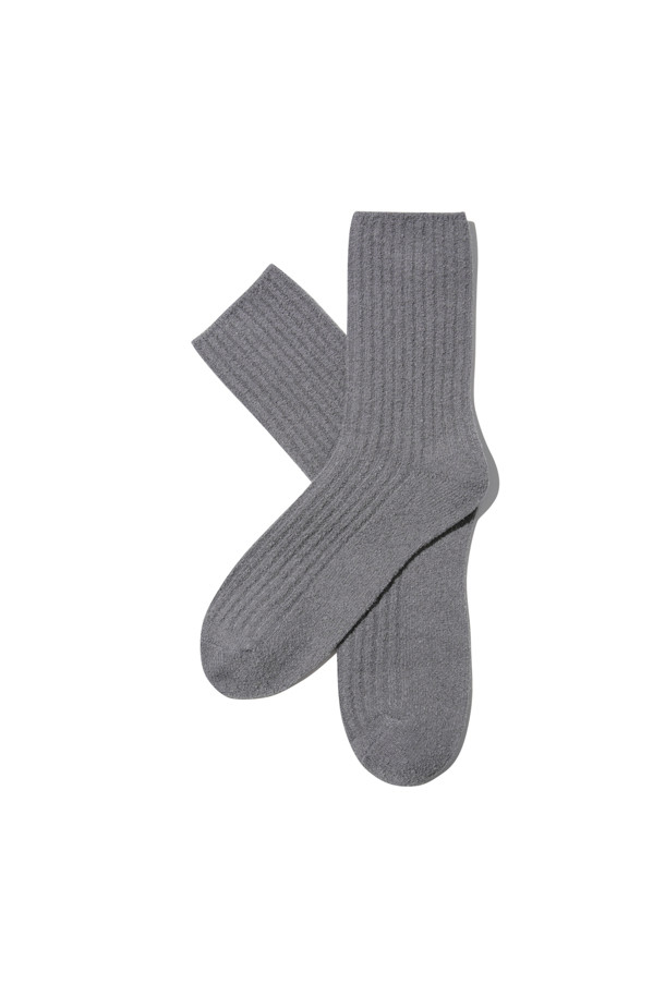 CUSTOMELLOW - 양말 - Grey Boucle Rib Socks