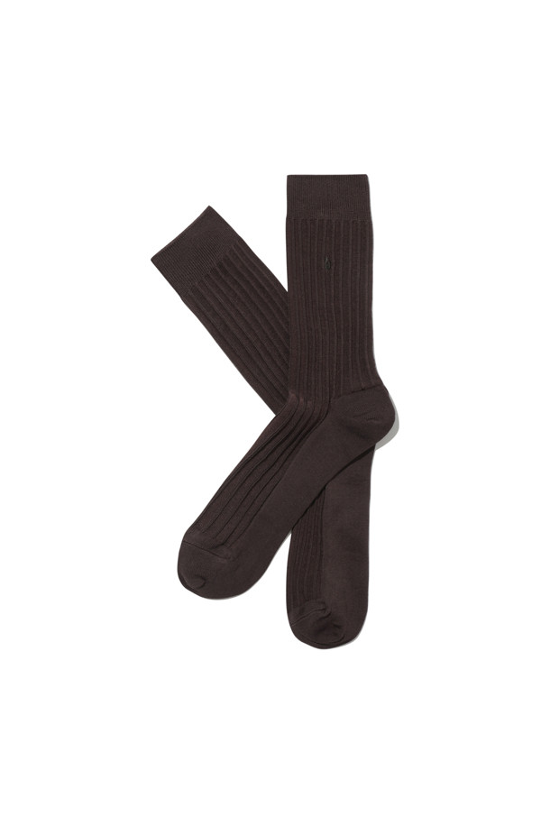 CUSTOMELLOW - 양말 - Brown Embroidery Socks