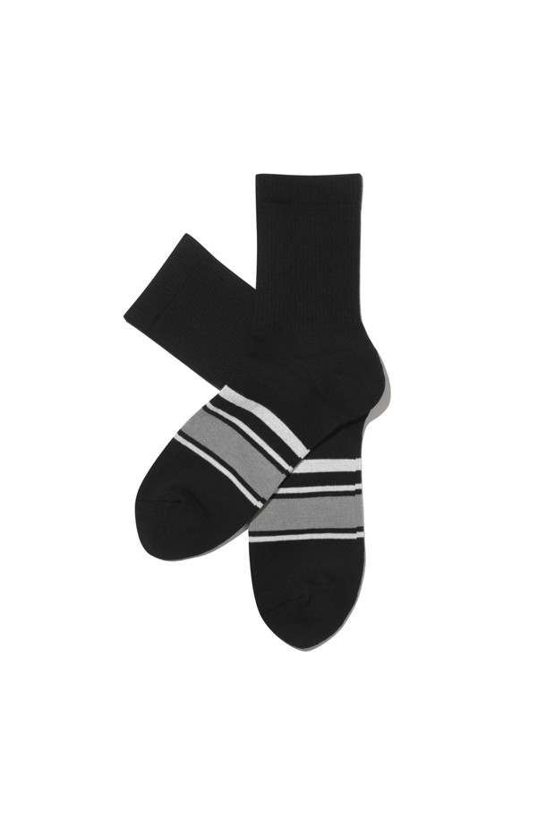 CUSTOMELLOW - 양말 - Black Stripe Medium Socks