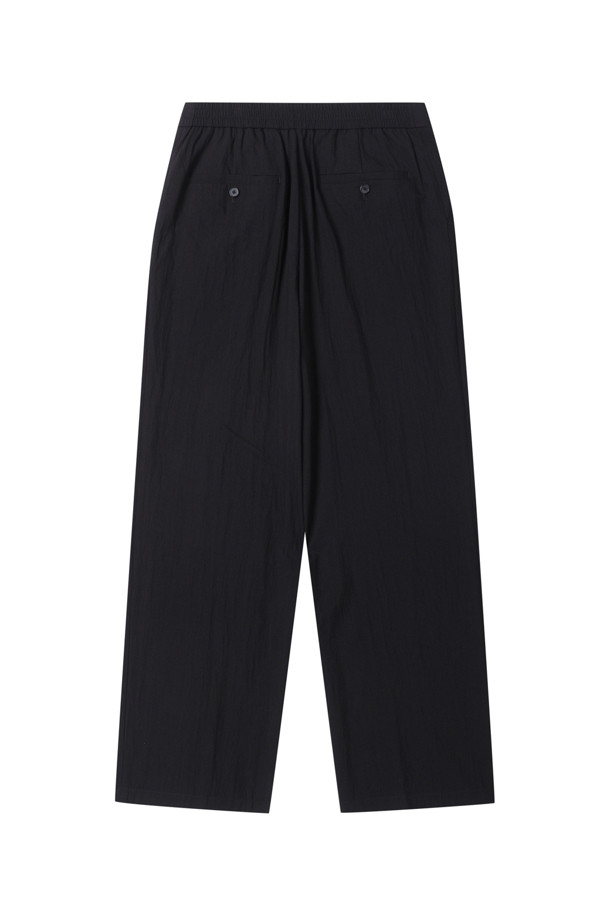 CUSTOMELLOW - 캐주얼팬츠 - Black Wide Fit Rayon Pants