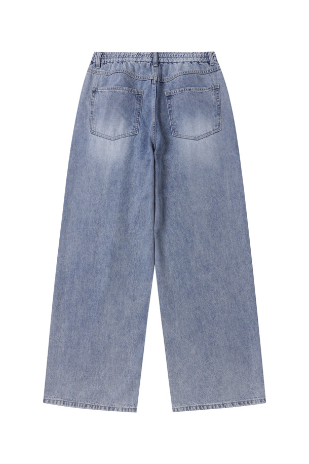 CUSTOMELLOW - 데님 - Blue Wide Fit Banding Jeans