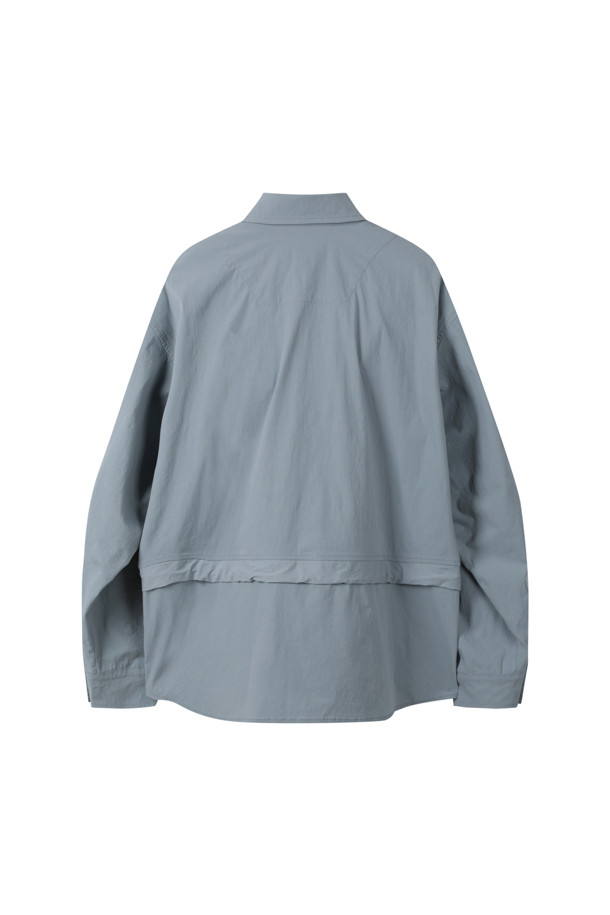 CUSTOMELLOW - 긴팔셔츠 - Grey Long Layered Pocket Shirt