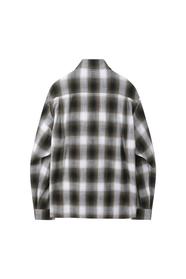 CUSTOMELLOW - 긴팔셔츠 - Beige Check Zip-Up Outer Shirt