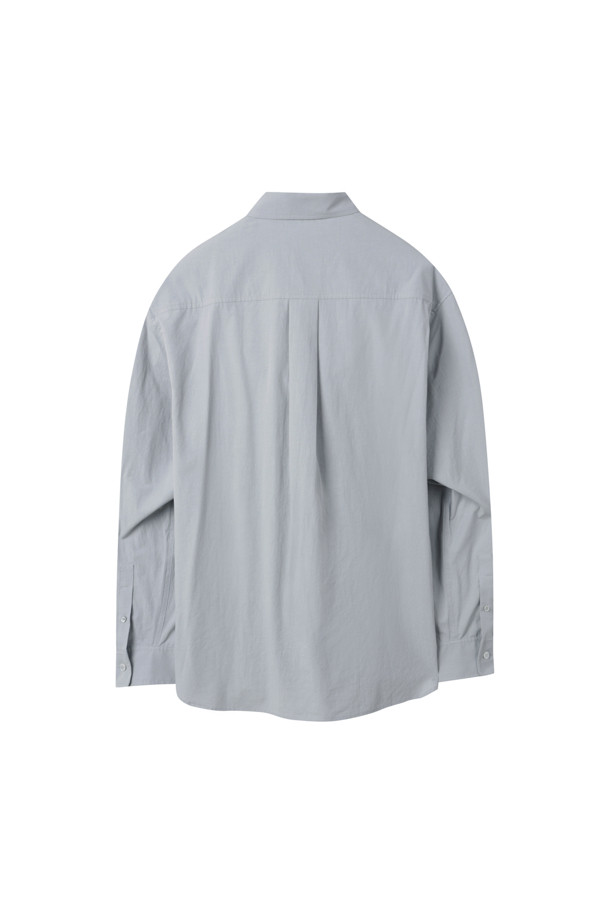 CUSTOMELLOW - 긴팔셔츠 - Grey Regular Solid Color Shirt