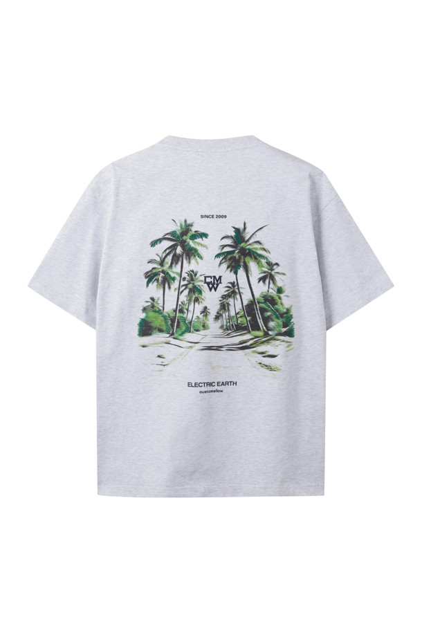 CUSTOMELLOW - 반팔티셔츠 - Grey Palm Tree Graphic T-shirt