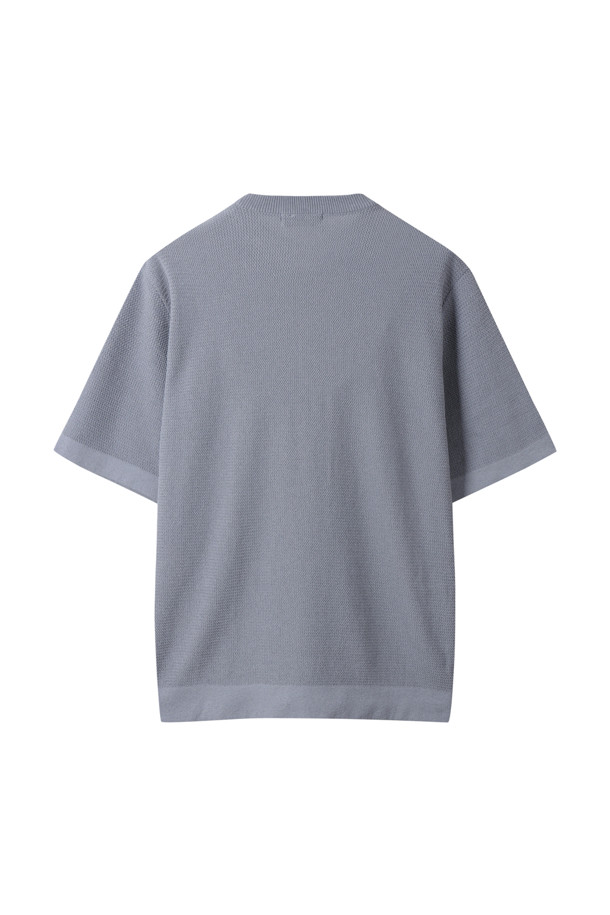 CUSTOMELLOW - 스웨터 - Grey Texture Half Round Neck Sweater