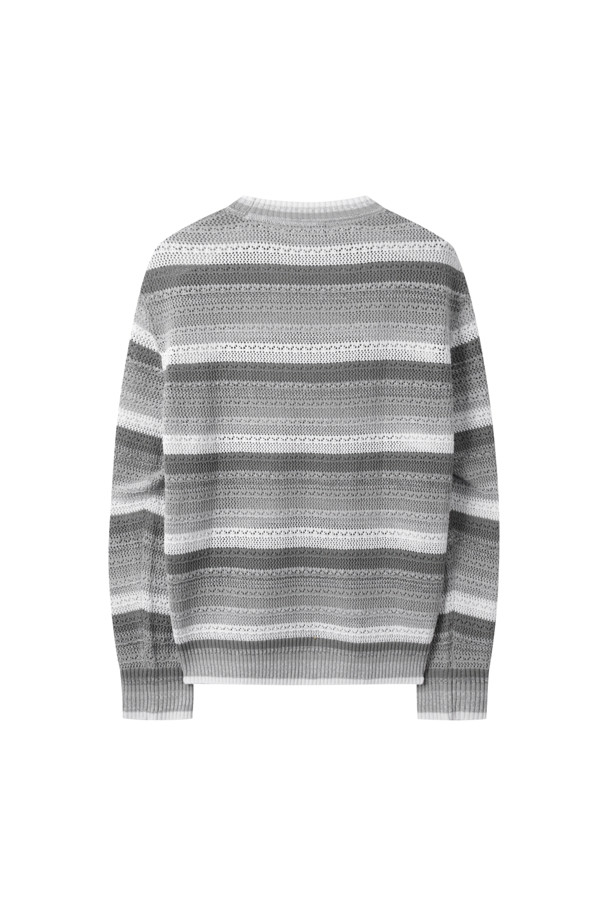 CUSTOMELLOW - 스웨터 - Grey Gradation Netting Sweater