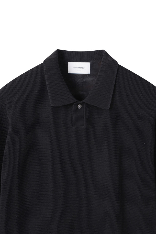 CUSTOMELLOW - 니트/가디건 - [Outlet] Black Texture Collar Sweater