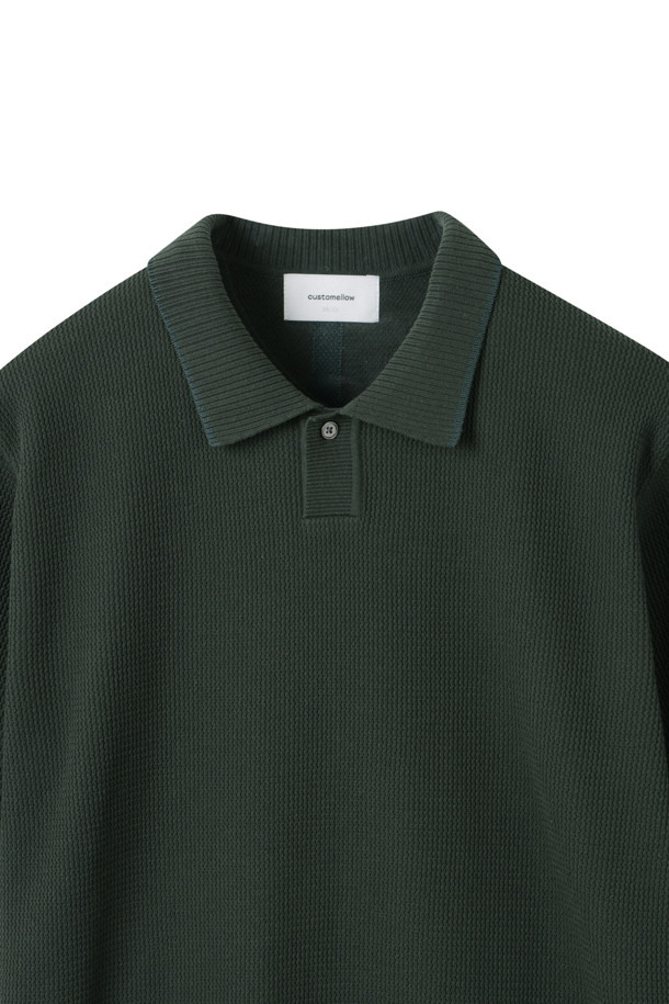 CUSTOMELLOW - 니트/가디건 - [Outlet] Green Texture Collar Sweater