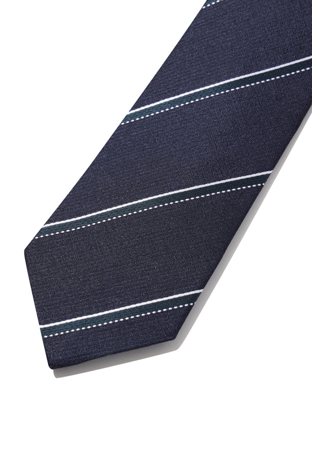 CUSTOMELLOW - 타이 - Navy Silk Stripe Tie