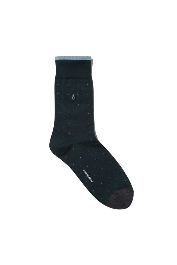 CUSTOMELLOW - 양말 - Green Dot Embroidery Socks