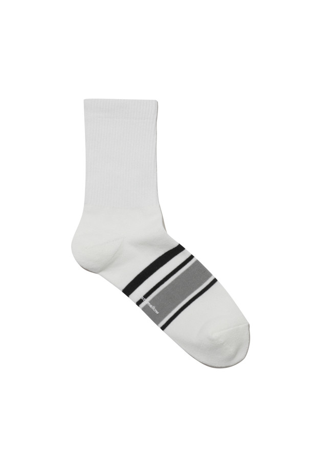 CUSTOMELLOW - 양말 - White Stripe Medium Socks