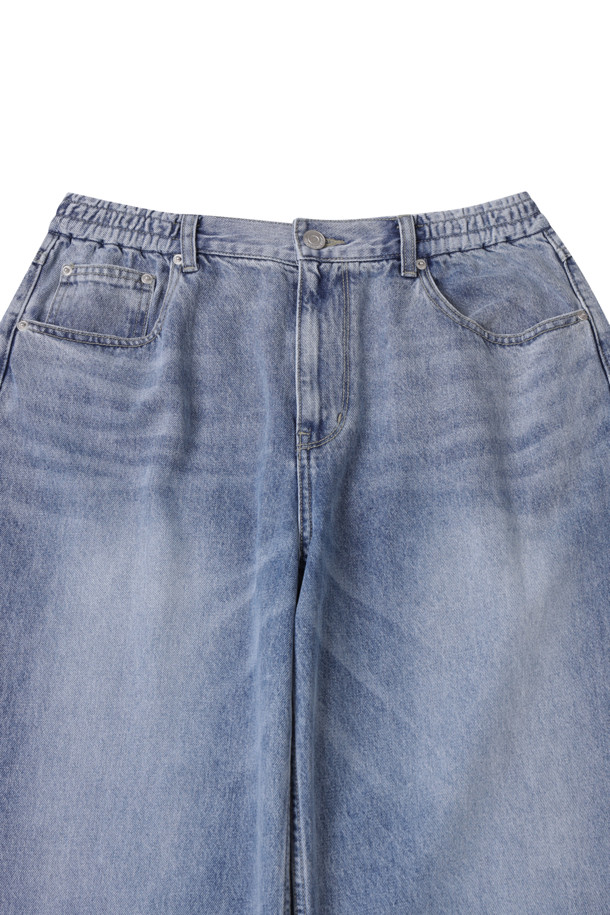 CUSTOMELLOW - 데님 - Blue Wide Fit Banding Jeans