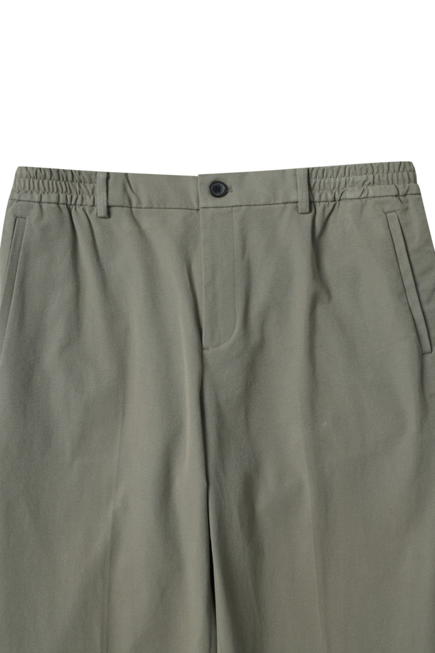 CUSTOMELLOW - 캐주얼팬츠 - Khaki Tapered Fit Cotton Pants