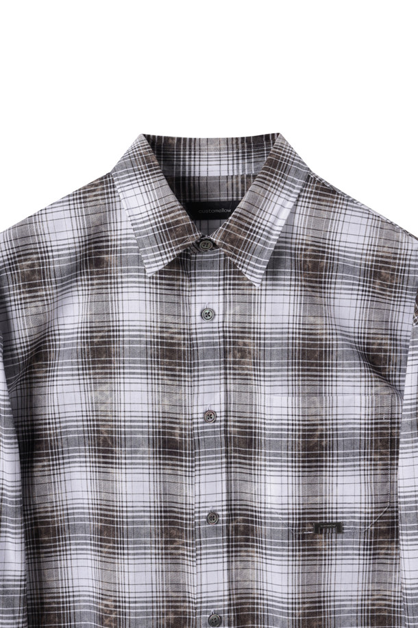 CUSTOMELLOW - 긴팔셔츠 - Brown Vintage Dyed Check Shirt