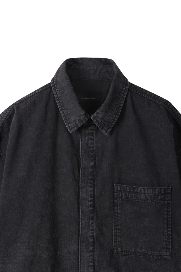 CUSTOMELLOW - 반팔셔츠 - Black Denim Half Shirt