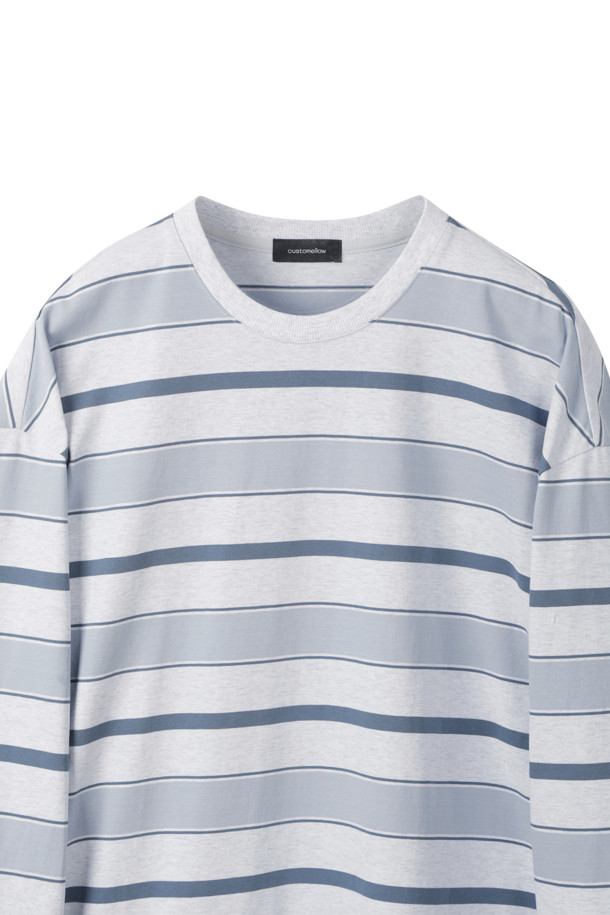 CUSTOMELLOW - 긴팔티셔츠 - Gray Stripe Long Sleeve T-shirt