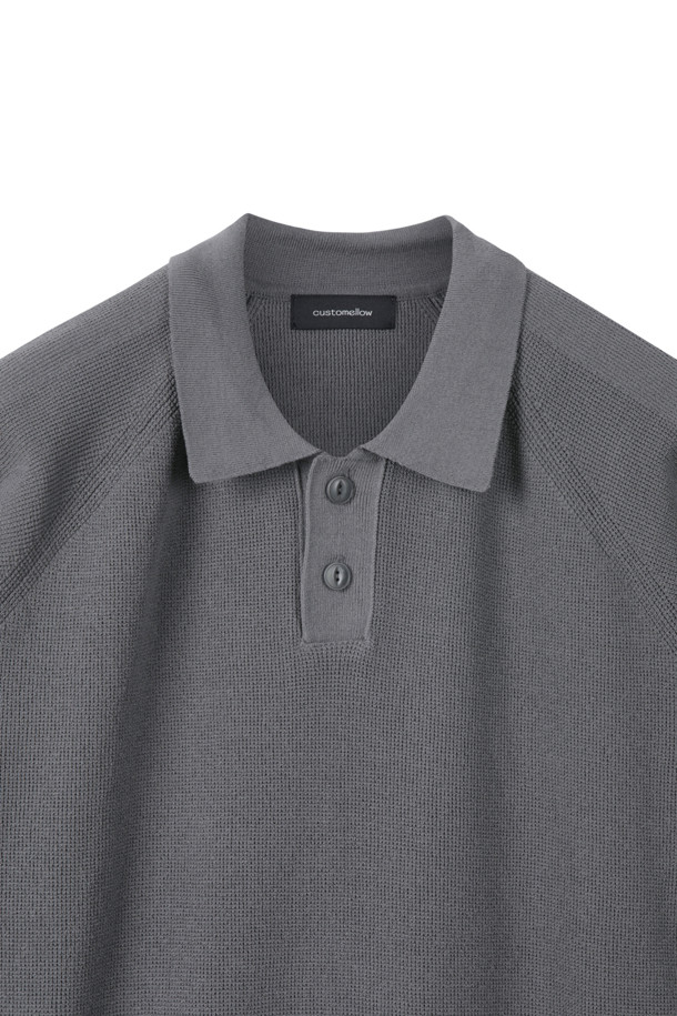 CUSTOMELLOW - 스웨터 - Grey Soft Half Collar Sweater