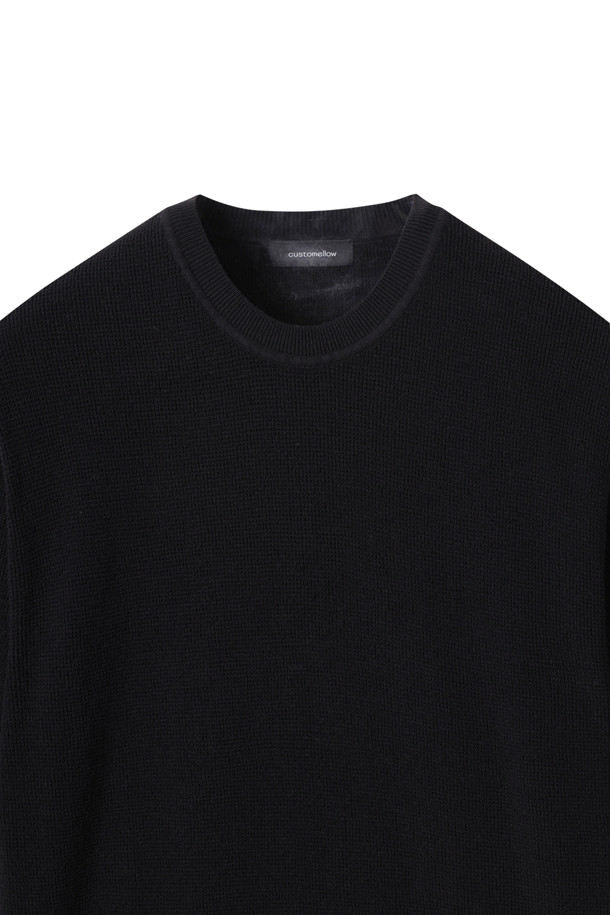 CUSTOMELLOW - 스웨터 - Black Soft Half Round Neck Sweater