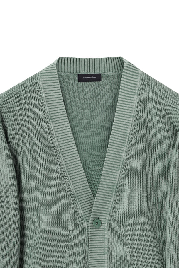 CUSTOMELLOW - 가디건 - Green Garment Dyed Cardigan