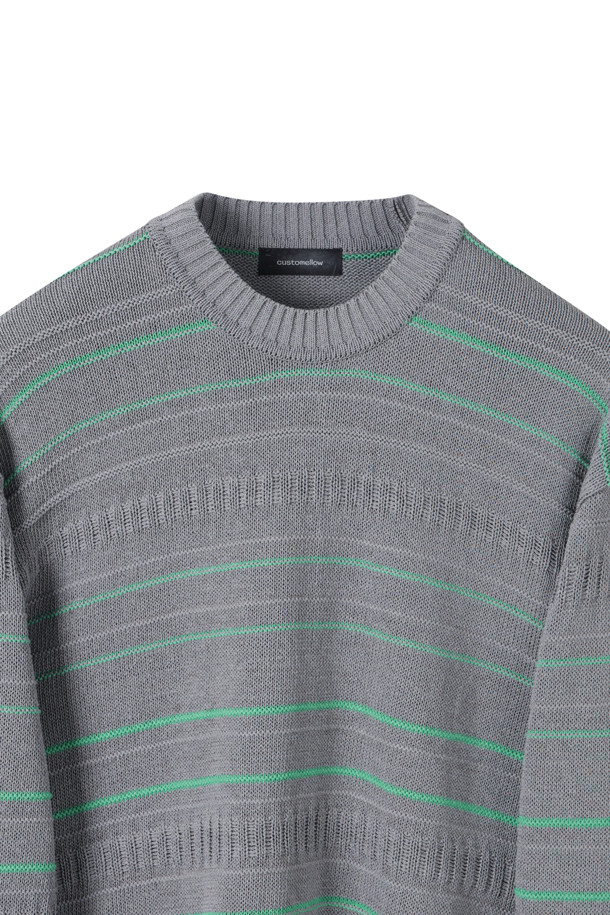 CUSTOMELLOW - 스웨터 - Grey Pin Stripes Sweater