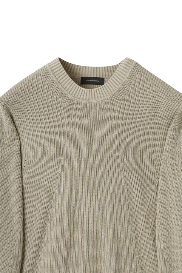 CUSTOMELLOW - 스웨터 - Beige Garment Dyed Sweater