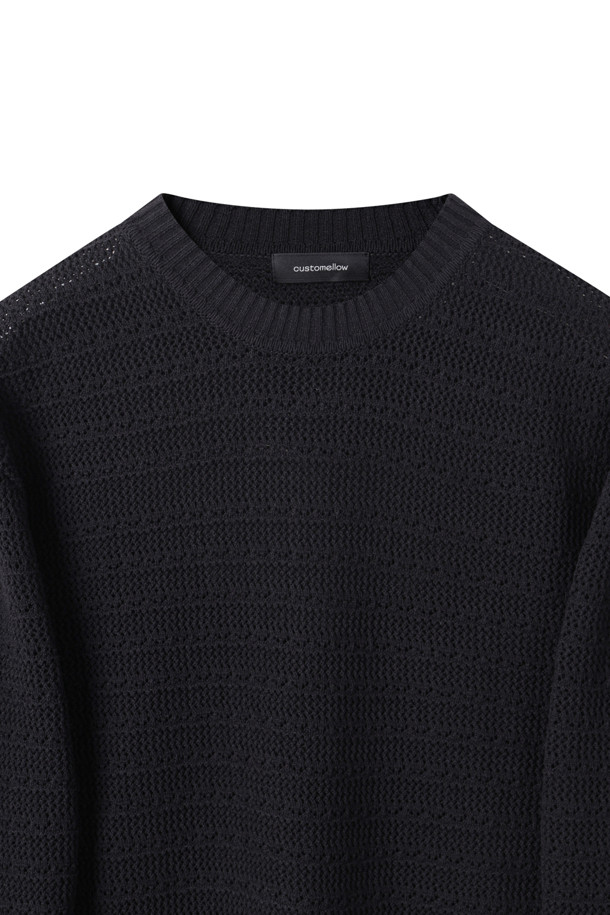 CUSTOMELLOW - 스웨터 - Black Solid Netting Sweater