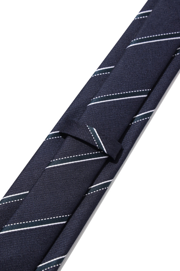 CUSTOMELLOW - 타이 - Navy Silk Stripe Tie