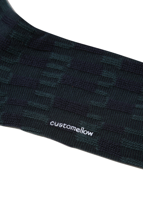 CUSTOMELLOW - 양말 - Green Pattern Embroidery Socks