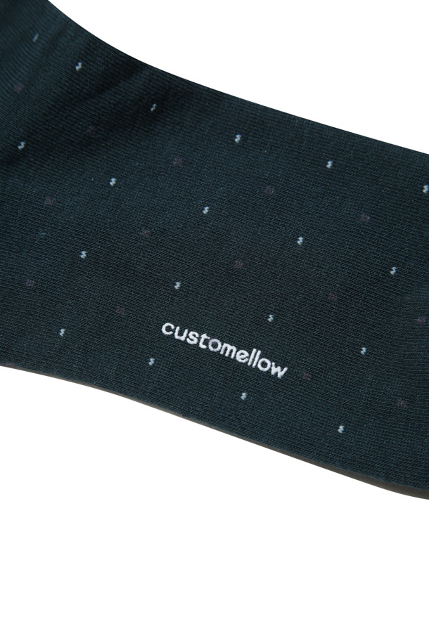 CUSTOMELLOW - 양말 - Green Dot Embroidery Socks