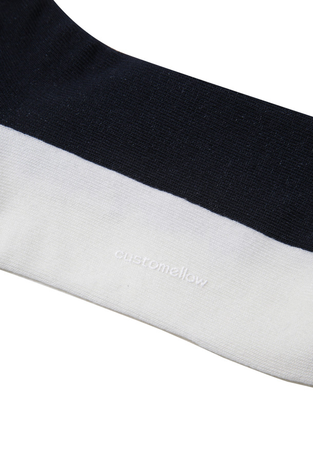 CUSTOMELLOW - 양말 - Navy Block Short Socks