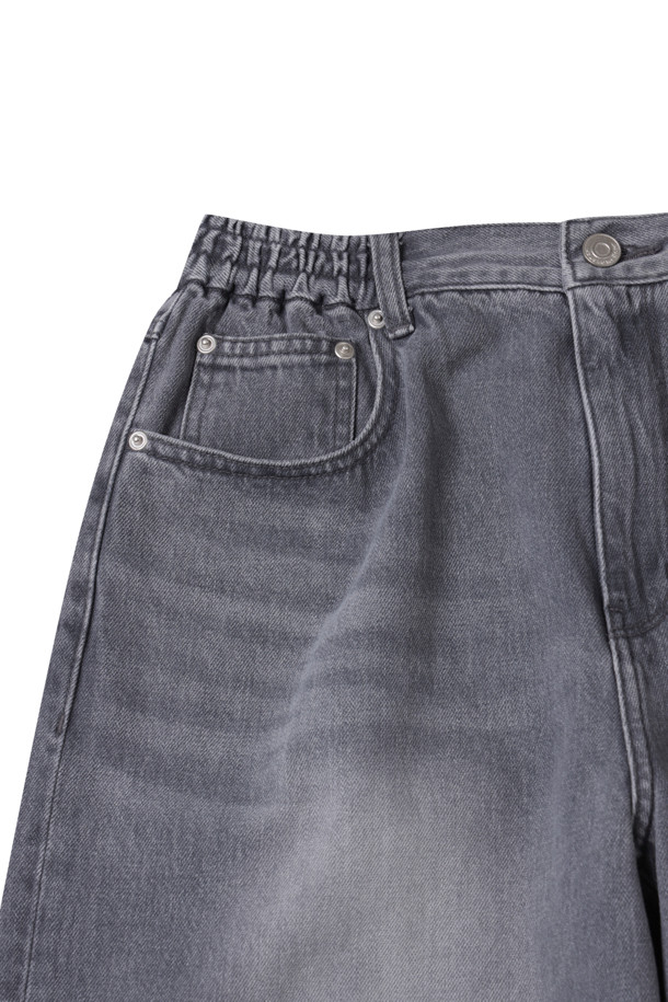 CUSTOMELLOW - 데님 - Grey Wide Fit Banding Jeans