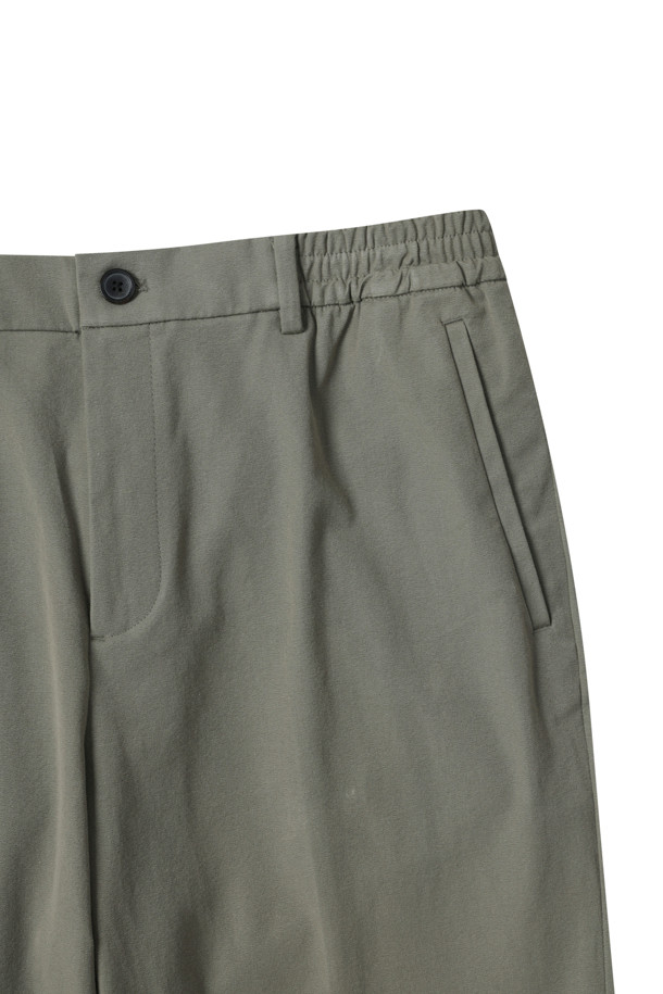 CUSTOMELLOW - 캐주얼팬츠 - Khaki Tapered Fit Cotton Pants